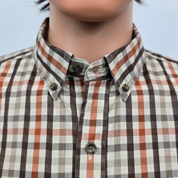 Johnston & Murphy Shirt Men XXL 2XL Brown Multicolor Checked Button down L/S - Picture 4 of 12